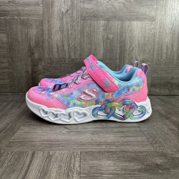 Skechers Kids size 3 Infinite Heart Lights Multicolored Shoes - Picture 2 of 8